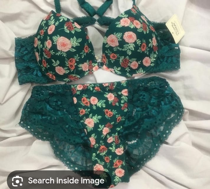 Lingerie Set - Floral Green